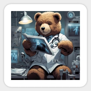 Teddy as a doctor taking x-rays of patients Sticker